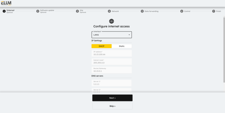 eConf screenshot Internet connection via LAN or SIM card 2024