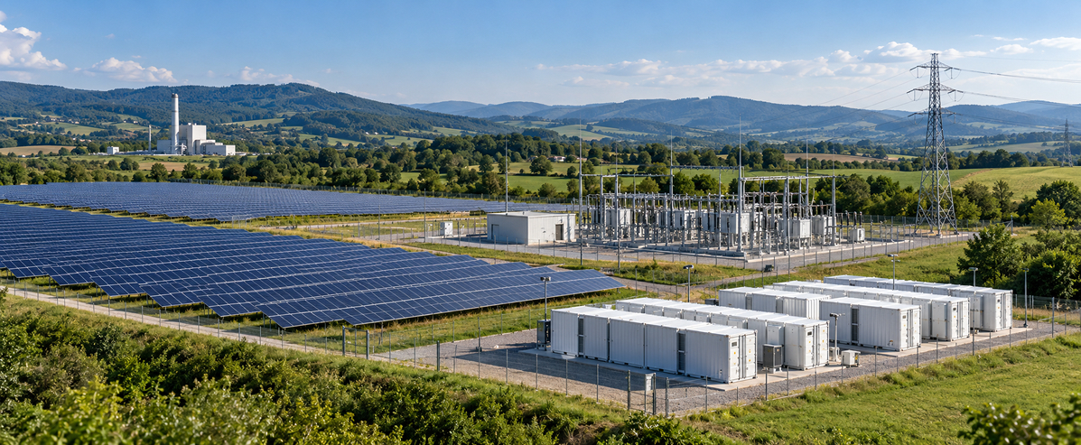 Parc solaire européen, batteries et réseau 1